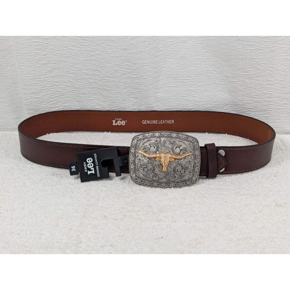 Kacey Musgraves Lee Genuine Leather Brown Longhorn Embossed Belt - Size 36
